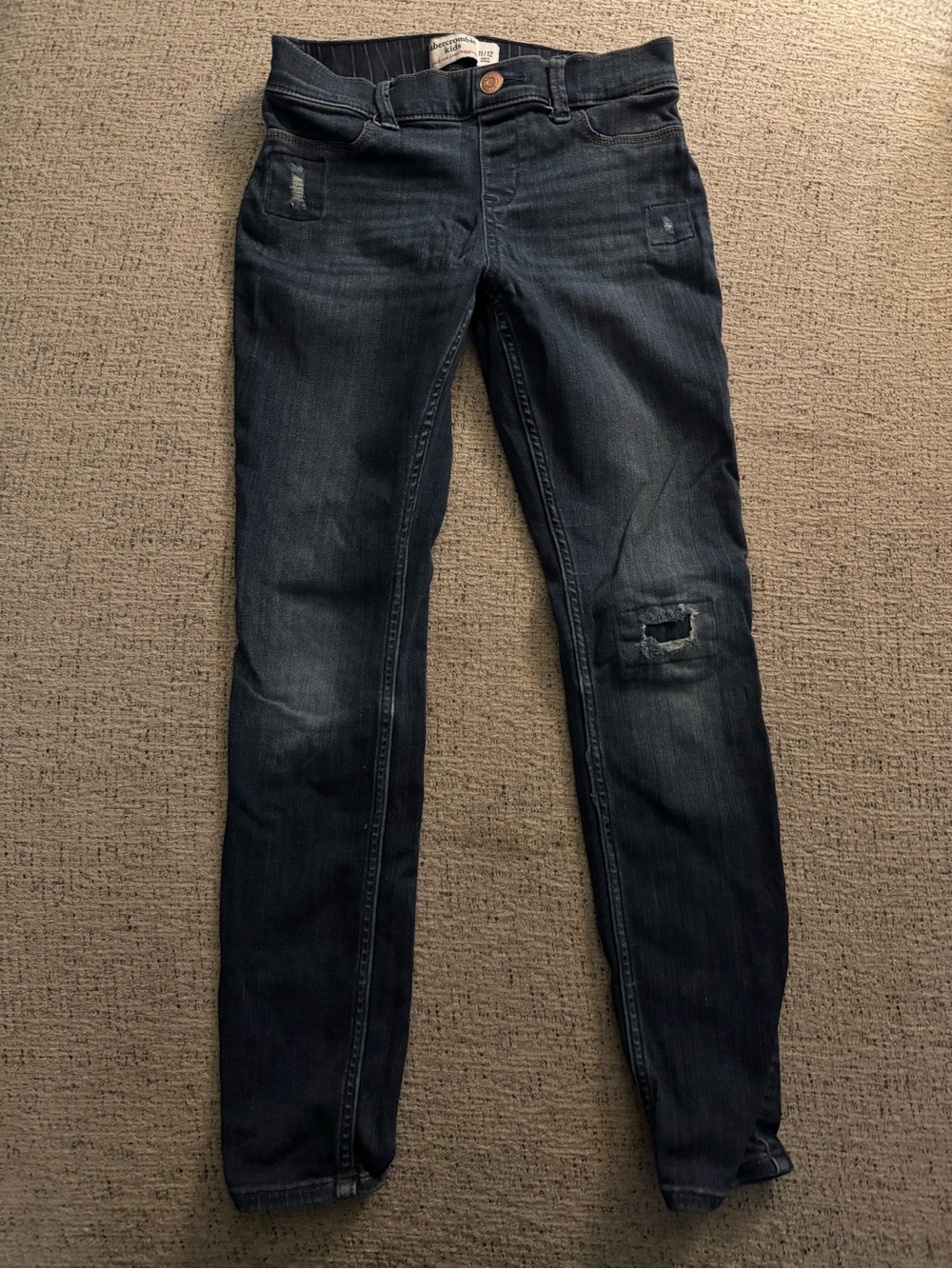 abercrombie kids Dark Blue Distressed Skinny Jeans